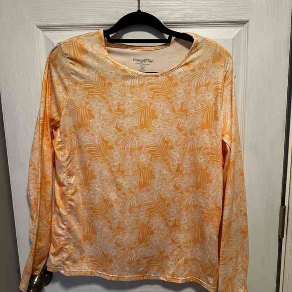 Hang Ten Women's Orange Floral Long Sleeve Top